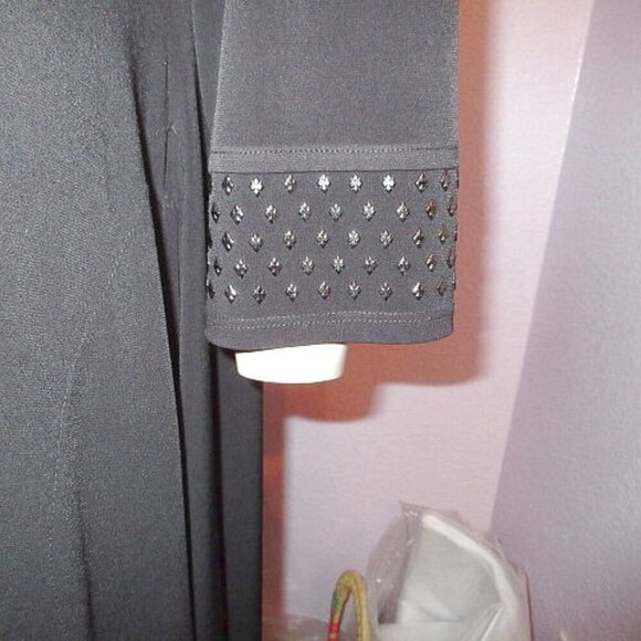 IC by Connie K Slinky Knit Dress Size XL Pockets Embellished LBD Asymmetrical - Picture 6 of 11